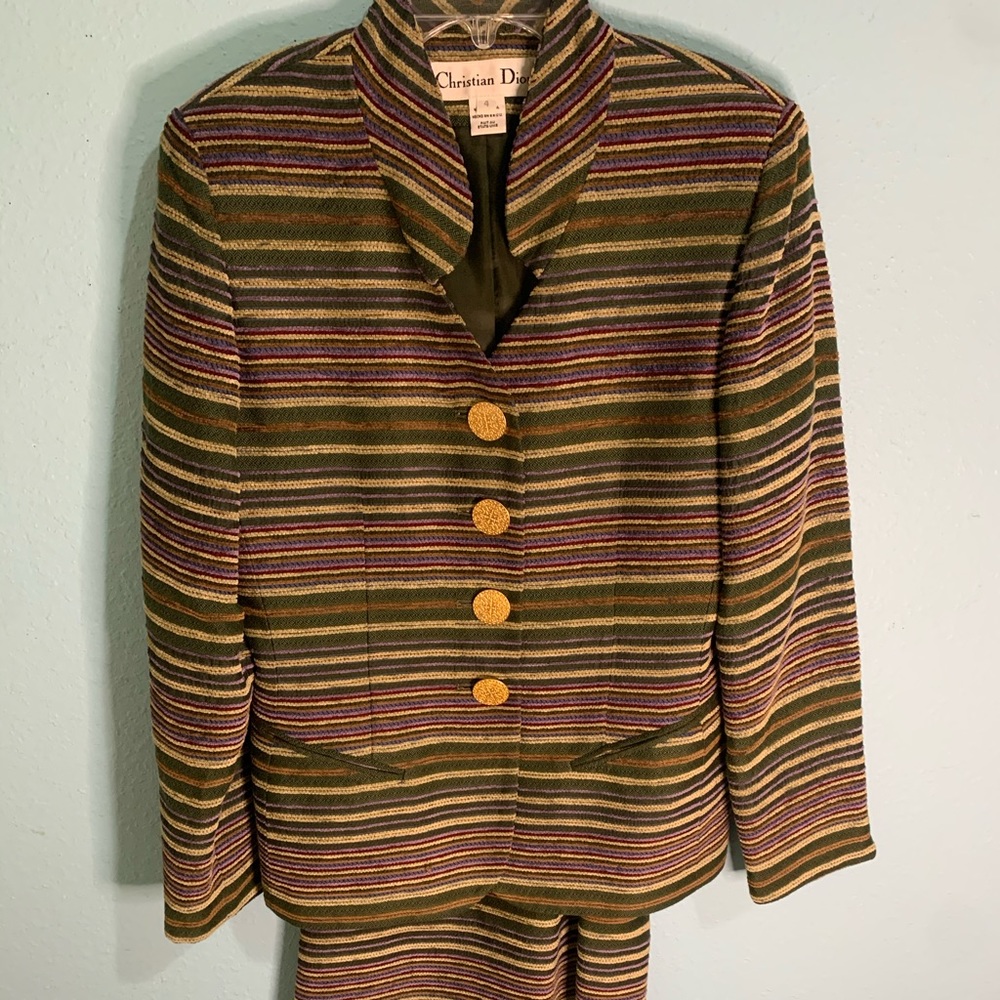 Christian Dior vintage skirt suit 💚🤎💙